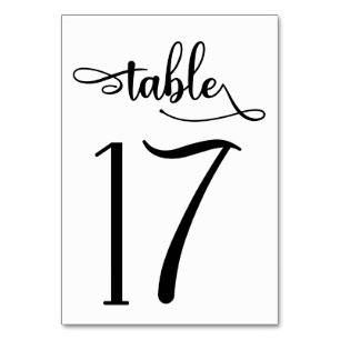 Tarjeta De Mesa Signo simple negro   3,5x5 número de cuadro   Cuad