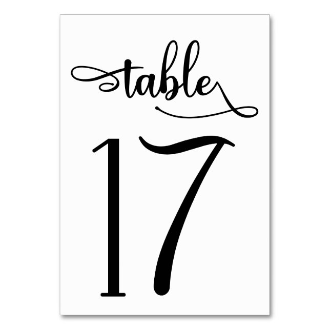Tarjeta De Mesa Signo simple negro | 3,5x5 número de cuadro | Cuad (Reverso)
