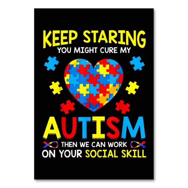Tarjeta De Mesa Sigue Mirando Que Puedes Curar Mi Autismo (Anverso)