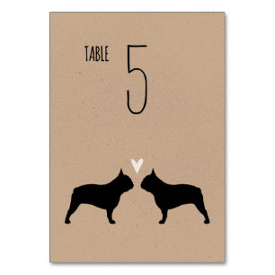 Tarjeta De Mesa Silhouettes de Bulldog francés perros Recepción de