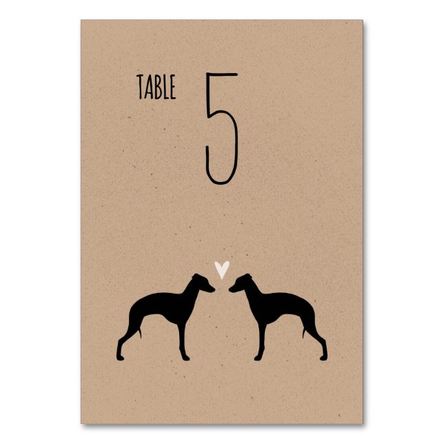 Tarjeta De Mesa Silhouettes de Greyhound italiano Recepción de bod (Anverso)