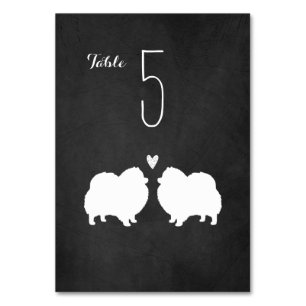 Tarjeta De Mesa Silhouettes de perro de Pomerania Recepción de bod