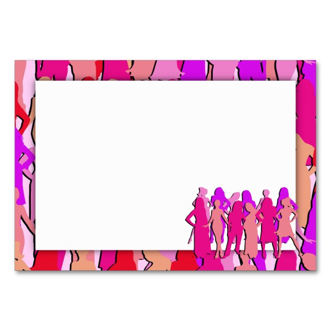 Tarjeta De Mesa Silueta de mujeres rosadas (Reverso)