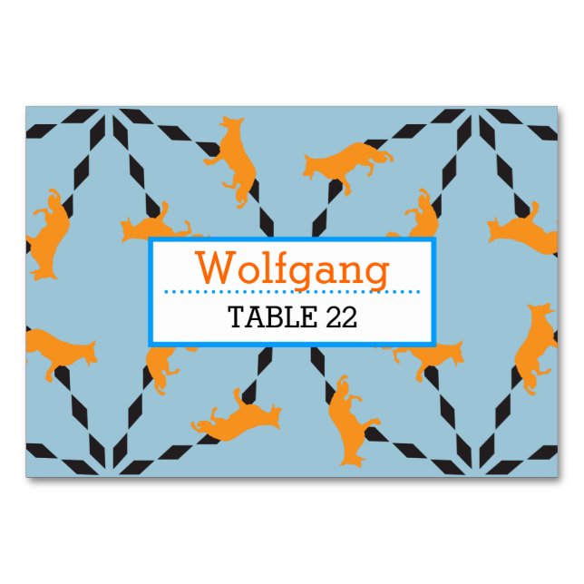 Tarjeta De Mesa Silueta de perro pastor (Anverso)