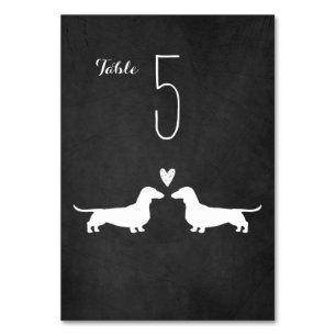 Tarjeta De Mesa Siluetas Dachshund Blancas Recepción de bodas