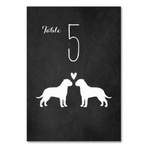 Tarjeta De Mesa Siluetas de perro de bullmastiff Recepción de boda
