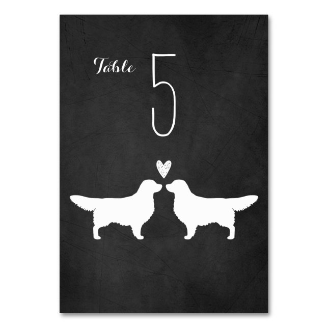 Tarjeta De Mesa Siluetas de perro Retriever Dorado Recepción de bo (Anverso)