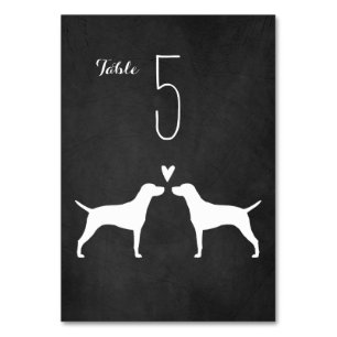 Tarjeta De Mesa Siluetas Vizsla Raza de Perro de la Recepción Boda