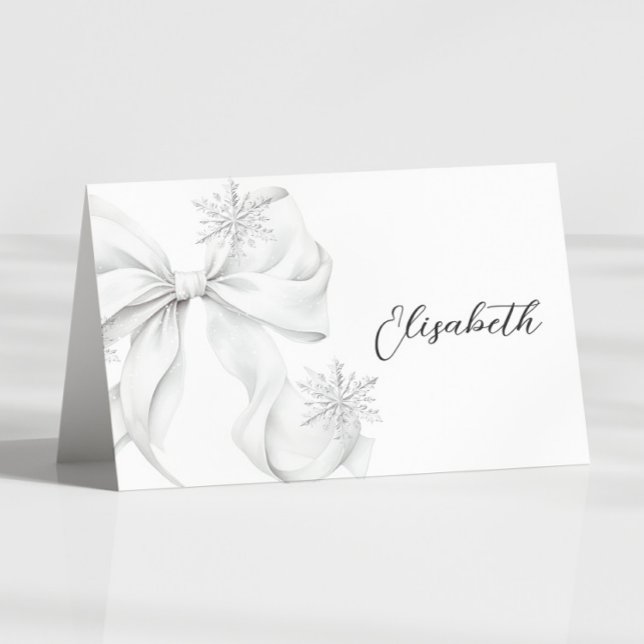 Tarjeta De Mesa Silver Bow Winter Table Place Card  (Subido por el creador)