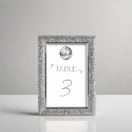 Tarjeta De Mesa Silver Disco Ball Bridal Shower