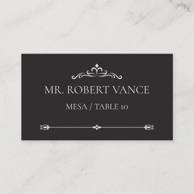 Tarjeta De Mesa Silver Elegance Collection Wedding Place Card (Anverso)
