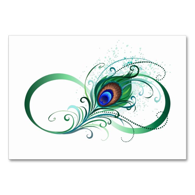 Tarjeta De Mesa Símbolo de infinito con pluma de pavo real (Anverso)