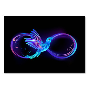 Tarjeta De Mesa Símbolo de infinito neón con colibrí brillante