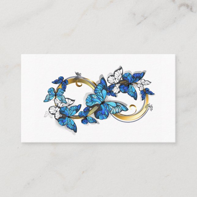 Tarjeta De Mesa Símbolo infinito de mariposas Morpho azules (Anverso)