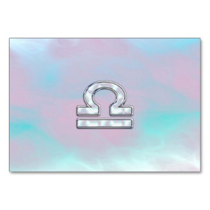 Tarjeta De Mesa Símbolo libra zodiaco madre del estilo perla