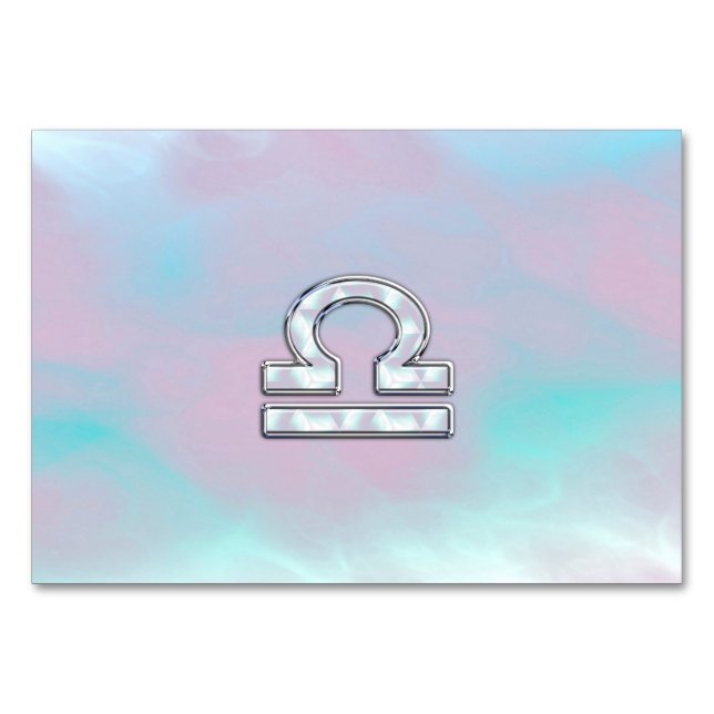 Tarjeta De Mesa Símbolo libra zodiaco madre del estilo perla (Anverso)