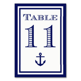 Tarjeta de mesa simple ancla con marco azul marino