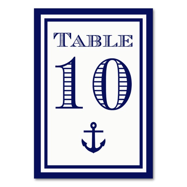 Tarjeta de mesa simple ancla con marco azul marino (Anverso)