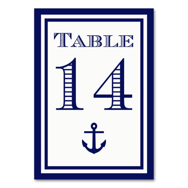 Tarjeta de mesa simple ancla enmarcada en azul mar (Anverso)