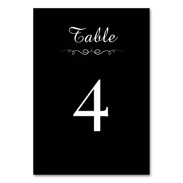 Tarjeta De Mesa Simple Black & White Elegant Minimalist Wedding (Anverso)