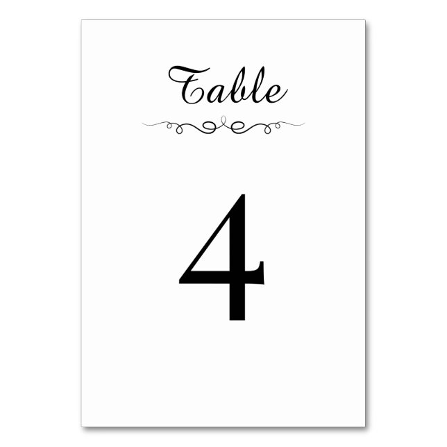 Tarjeta De Mesa Simple Black & White Elegant Minimalist Wedding (Anverso)