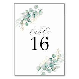 Tarjeta De Mesa Simple Boda Rústico Eucalyptus Greenery