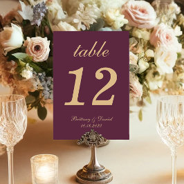 Tarjeta De Mesa Simple Boda Vino Color Oro Escritura Caligráfica