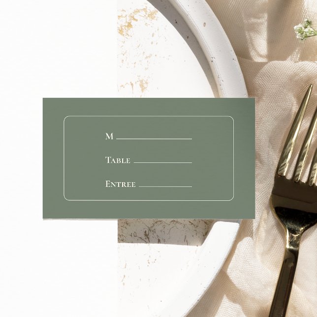 Tarjeta De Mesa Simple Boho Sage Green Boda Entree Choice Flat (Subido por el creador)