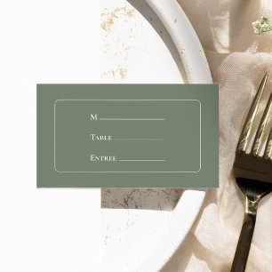 Tarjeta De Mesa Simple Boho Sage Green Boda Entree Choice Flat