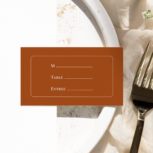 Tarjeta De Mesa Simple Boho Terracotta Boda Entree Choice Flat (Subido por el creador)