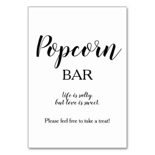 Tarjeta De Mesa Simple caligrafía blanca negra barra de palomitas