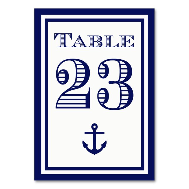 Tarjeta de mesa simple con ancla en azul marino en (Anverso)