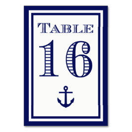 Tarjeta de mesa simple con ancla en marco azul mar