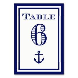 Tarjeta de mesa simple con ancla en marco azul mar