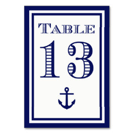 Tarjeta de mesa simple con ancla en marco azul mar