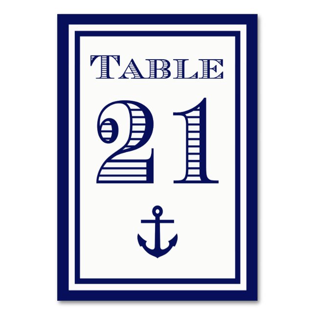 Tarjeta de mesa simple con ancla enmarcada en azul (Anverso)