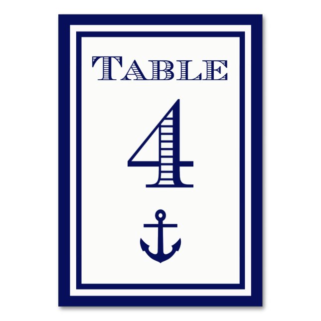 Tarjeta de mesa simple con ancla enmarcada en azul (Anverso)