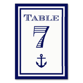 Tarjeta de mesa simple de ancla con marco azul mar