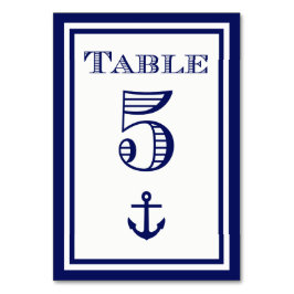 Tarjeta de mesa simple de ancla con marco azul mar