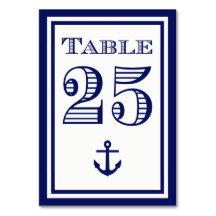 Tarjeta de mesa simple de ancla en marco azul de l