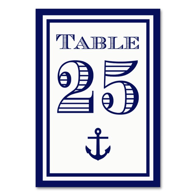 Tarjeta de mesa simple de ancla en marco azul de l (Anverso)