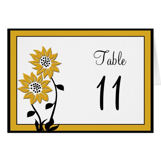 Tarjeta de mesa simple de girasoles (Anverso (Horizontal))