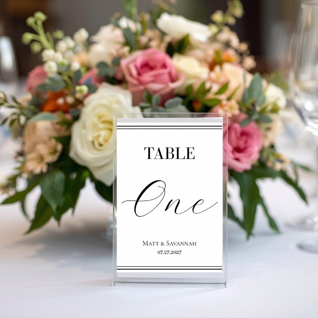 Tarjeta De Mesa Simple Elegant Black & White Formal Wedding (Subido por el creador)