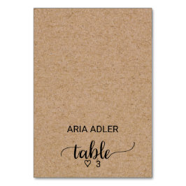 Tarjeta De Mesa Simple Faux Kraft Calligraphy Escort Place Card