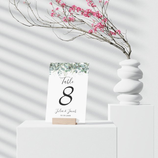 Tarjeta De Mesa Simple fiesta de bodas de eucalipto verde (Simple Eucalyptus Greenery Wedding Party Supplies)