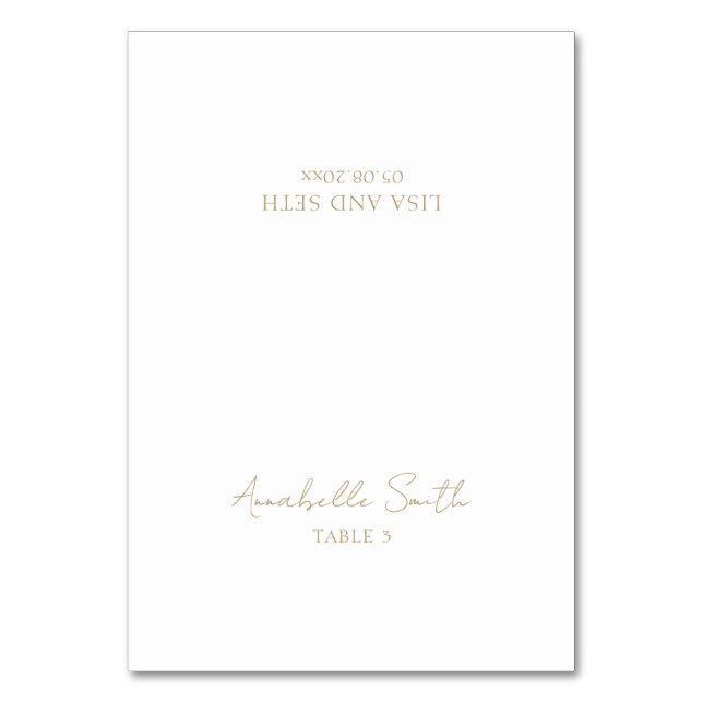 Tarjeta De Mesa Simple Gold Classic Elegant Wedding Place Card (Anverso)