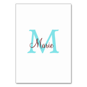 Tarjeta De Mesa simple minimal añadir nombre monograma rosa rojo  
