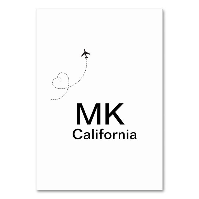 Tarjeta De Mesa Simple minimal monogram add text travel plane phot (Anverso)