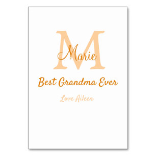 Tarjeta De Mesa simple mínimo mejor Abuela jamás naranja monograma