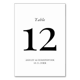 Tarjeta De Mesa Simple Modern Black and White Wedding